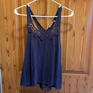 Navy tank top, XS, lacy back, racer back